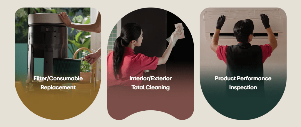 LG Subscribe care service: filter replacement, total cleaning, and product performance inspection